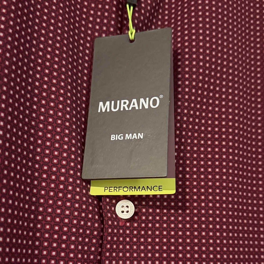 Murano Men's Dark Red Checkered Button-Down Shirt (Big Man) - Picture 2 of 6